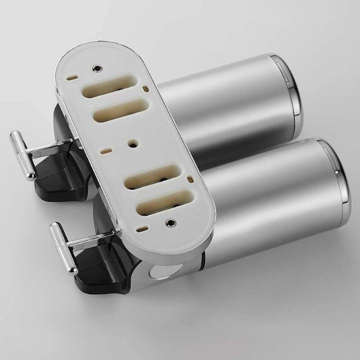 Väggmonterad 2-i-1 dispenser för ordnat badrum 