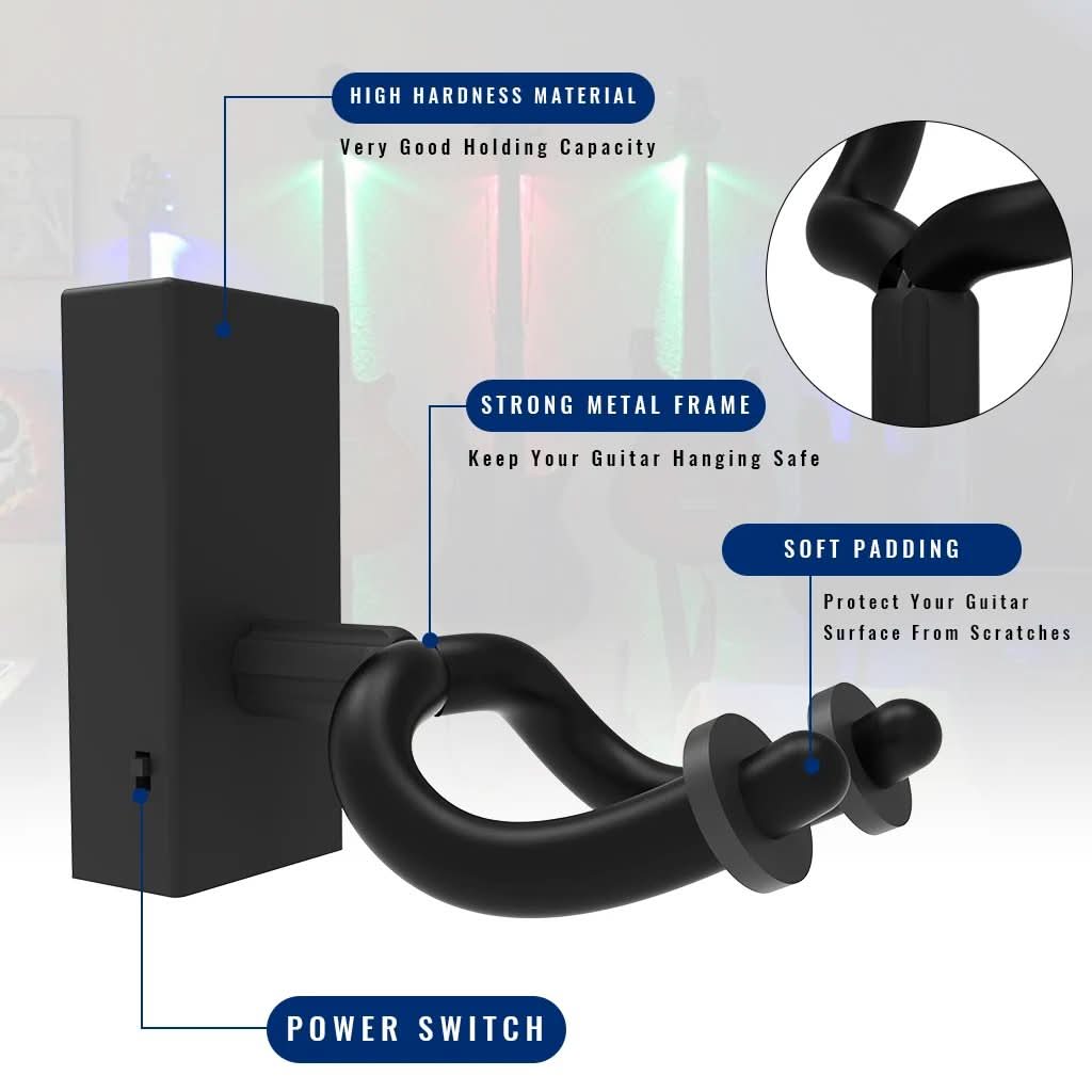 Wall-mounted LED support for guitar – Illuminate your instrument 