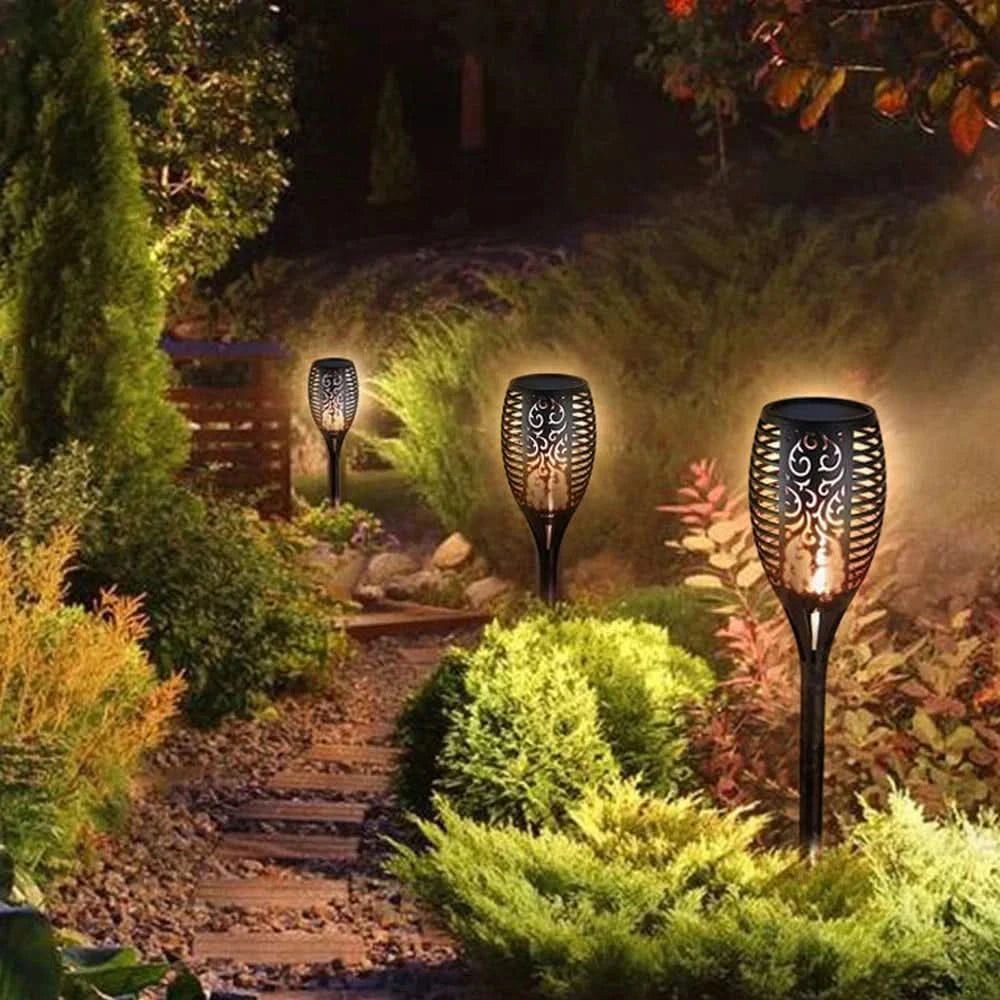 LED solcellelampe – Realistisk flamme uten ild 